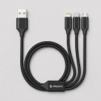 Дата-кабель 3 в 1: micro USB, USB-C, Ligthning, алюминий, 1.2м, черный, Deppa