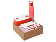 Подарочный набор с бутылкой для воды. блокнотом, ручкой и ланчбоксом, красный