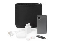 Органайзер для электроники и проводов "Amalia" из полиэстера 300D с подкладкой, черный