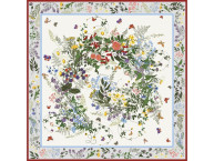 Платок «Русский полевой букет», молочный