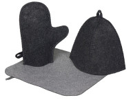 Банный набор из шапки, рукавицы и коврика "Calm", серый