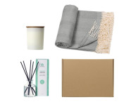 Подарочный набор с пледом, свечой и диффузором, серый