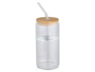 Ёмкость Mirage из боросиликатного стекла объемом 500 мл с одинарными стенками и крышкой из бамбука - Прозрачный