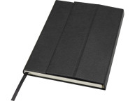 Блокнот Alejandra формата А5 с твердой обложкой из переработанной кожи - сплошной черный