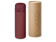 Вакуумная термокружка Waterline c кнопкой «Guard», 400 мл, тубус, бургунди