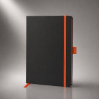 Блокнот "ColorNote Black", твердая обложка A5, 80 листов, черный с оранжевым