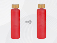 Стеклянная бутылка с бамбуковой крышкой «Foggy», 600 мл, красный, с УФ печатью