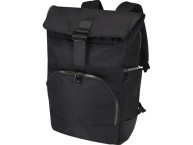 Рюкзак Rhine 15” GRS со сворачивающимся верхом на 18 л из материала, переработанного по стандарту GRS, сплошной черный