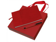 Набор блокнот в гибкой обложке А5 и металлическая шариковая ручка "Nabokov", красный