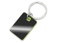 Металлический брелок с пластиковой цветной вставкой "SteelPop Rct", серебристый с зеленым яблоком